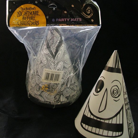 Nightmare Before Christmas Tim Burton's NIP Set 8 Party Hats 1993 Vintage NIP - Picture 2 of 4